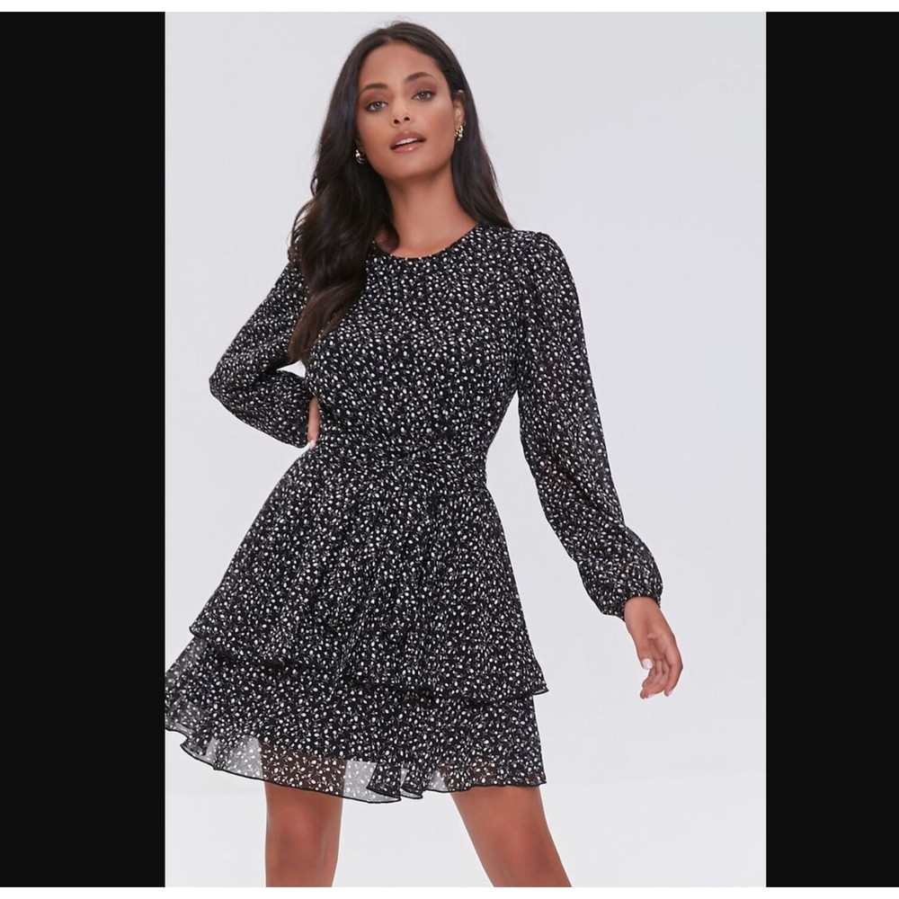NWT Ditsy Floral Print Chiffon Mini Dress Size Small